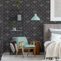 Papier peint imprimé Charleston - Noir - Papier - Home Maison