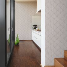 Papier peint aspect carreau en béton - Crème - Papier - Home Maison