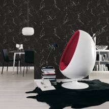 Papier peint marbre lisse - Noir - Papier - Home Maison