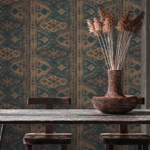 Papier peint tapis d'Orient - Vert - Papier - Home Maison