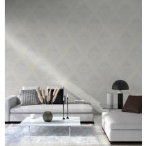 Papier peint baroque damassé - Gris Perle - Papier - Home Maison