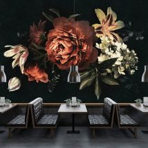 Vue panoramique dark flowers - Noir - 4mlx2.70ml - Papier - Home Maison