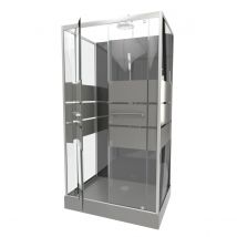 Cabine de douche avec portes sérigraphiées - Gris clair - Aluminium - Home Maison