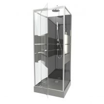 Cabine de douche carrée avec verre sérigraphié - Gris clair - Aluminium/Verre - Home Maison