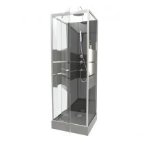 Cabine de douche carrée avec verre sérigraphié - Gris clair - Aluminium/Verre - Home Maison