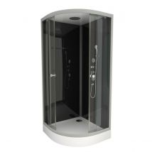 Cabine de douche arrondie - Gris - Aluminium/Verre - Home Maison