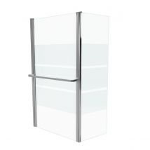 Pare baignoire avec bande dépolie - Argent - 130x105 cm - Aluminium/Verre - Home Maison