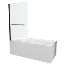 Pare baignoire pivotant avec porte serviette - Noir Mat - Aluminium - Home Maison