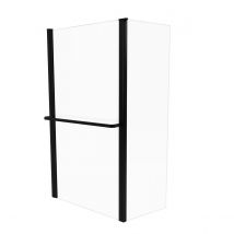 Pare baignoire avec porte serviette - Noir - Aluminium - Home Maison