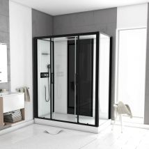 Cabine de douche LOFT à receveur haut - Noir - Aluminium/Verre - Home Maison