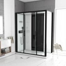 Cabine de douche LOFT à receveur bas - Noir - 170x90x205 cm - Aluminium/Verre - Home Maison