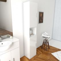 Meuble colonne Eco 35 - Blanc - Bois - Home Maison