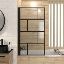 Pare baignoire au style industriel - Noir - 125x75 cm - Verre - Home Maison