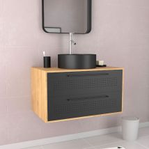 Set meuble de salle de bains avec vasque - Noir - Métal/Bois - Home Maison