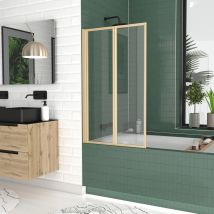 Pare-baignoire rabattable à 2 volets. - Doré - Aluminium/Verre - Home Maison