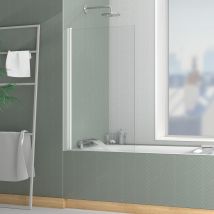 Pare baignoire rabattable - Blanc - 80x140 cm - Aluminium/Verre - Home Maison