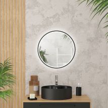 Miroir rond à leds - Noir - Verre - Home Maison