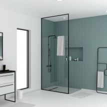 Paroi de douche à l'italienne extensible - Noir - Aluminium/Verre - Home Maison