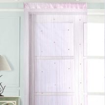 Rideau de fils colorés et argentés avec perles - Rose Clair - Polyester - Home Maison