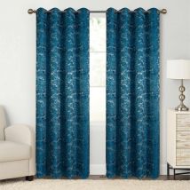 Paire de rideaux au style camouflage chic - Turquoise - Polyester - Home Maison