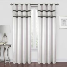 Paire de rideaux occultants à cantonnière - Blanc - Polyester/Occultant - Home Maison