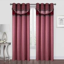 Paire de rideaux occultants à cantonnière - Bordeaux - Polyester/Occultant - Home Maison