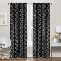 Paire de rideaux obscurcissant à motifs - Noir - Polyester - Home Maison
