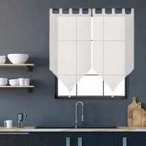 Paire de voilages à passants - Beige - Polyester - Home Maison