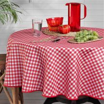 Nappe ronde vichy rouge et blanc - Multicolore - Polyester - Home Maison