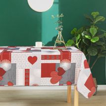 Nappe rectangulaire esprit romantique - Rouge - Polyester - Home Maison