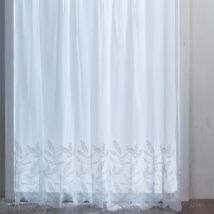 Voilage brodé à ourlet passe tringle - Blanc - Polyester - Home Maison