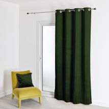 Rideau en velours feutré uni - Vert - Velours - Home Maison