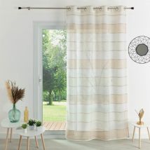 Voilage en étamine à rayures horizontales - Beige - Etamine - Home Maison