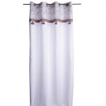 Rideau imprimé avec embrasse - Blanc - Coton - Home Maison