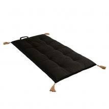 Futon coloré avec 4 pompons en jute - Noir - 60x120 cm - Polyester/Coton - Home Maison