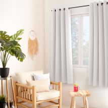 Rideau occultant uni avec 8 œillets - Blanc - Polyester/Occultant - Home Maison