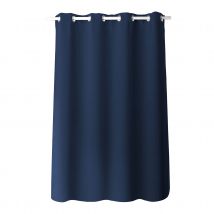 Rideau occultant fil noir avec 8 œillets - Bleu Marine - Polyester/Occultant - Home Maison