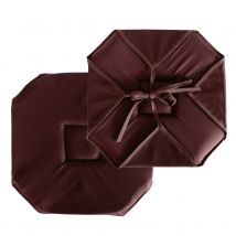 Galette de chaise à rabats et nouettes - Marron chocolat - Polyester - Home Maison
