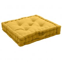 Coussin de sol uni en pur coton - Jaune - Coton - Home Maison