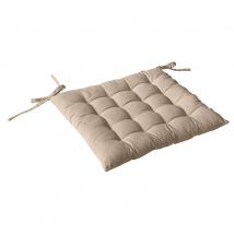 Galette de chaise piquée 16 points en coton et nouettes - Naturel - 38x38 cm - Coton - Home Maison