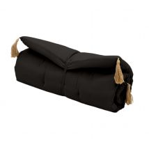 Futon coloré avec 4 pompons en jute - Noir - Polyester/Coton - Home Maison