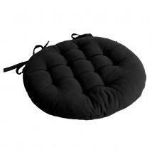 Galette de chaise piquée et ronde - Noir - Coton - Home Maison