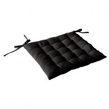 Galette de chaise piquée 16 points en coton et nouettes - Noir - 38x38 cm - Coton - Home Maison