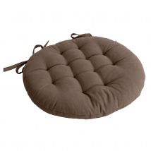Galette de chaise piquée et ronde - Taupe - Coton - Home Maison
