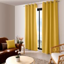 Rideau occultant uni avec 8 œillets - Jaune - Polyester/Occultant - Home Maison