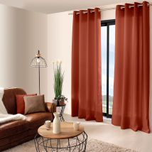 Rideau uni à oeillets - Brique - Polyester - Home Maison