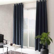 Rideau uni occultant "natté" - Gris anthracite - Polyester/Occultant - Home Maison