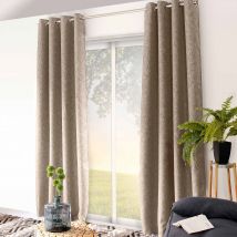 Rideau uni occultant "natté" - Gris clair - Polyester/Occultant - Home Maison