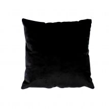 Coussin en velours avec zip déco - Noir - Velours - Home Maison