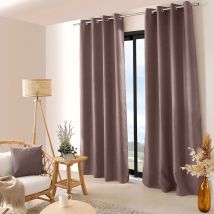 Rideau occultant uni et fileté - Marron - Polyester - Home Maison